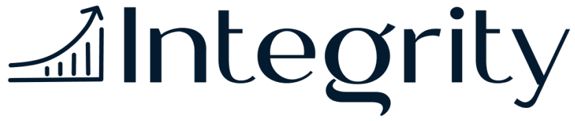 IntegrityWebLogo-1-e1639612469320-912x222x0x8x912x208x1639612469 The word "Integrity" in dark blue text, with a rising bar graph and arrow integrated into the capital letter "I" at the beginning.